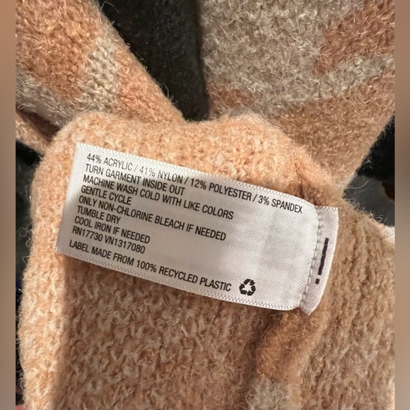 ❌SOLD❌ A New Day Peach & Cream Houndstooth Open Sweater Cardigan Jacket Long - Picture 7 of 10